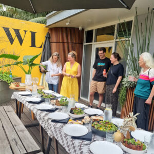 Attendees networking at a community event space, WorkLife Coledale, during a World Social Enterprise Day gathering